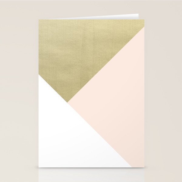 Gold Meets Blush & White Geometric #1 (Faux Foil) #Decor #Art #Homestorie Stationery Card