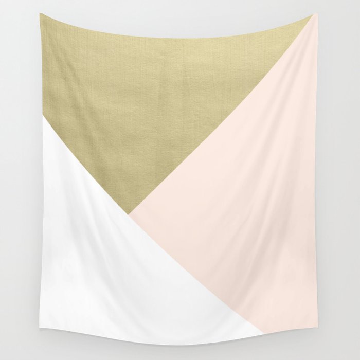 Gold Meets Blush & White Geometric #1 (Faux Foil) #Decor #Art #Homestorie Wall Tapestry