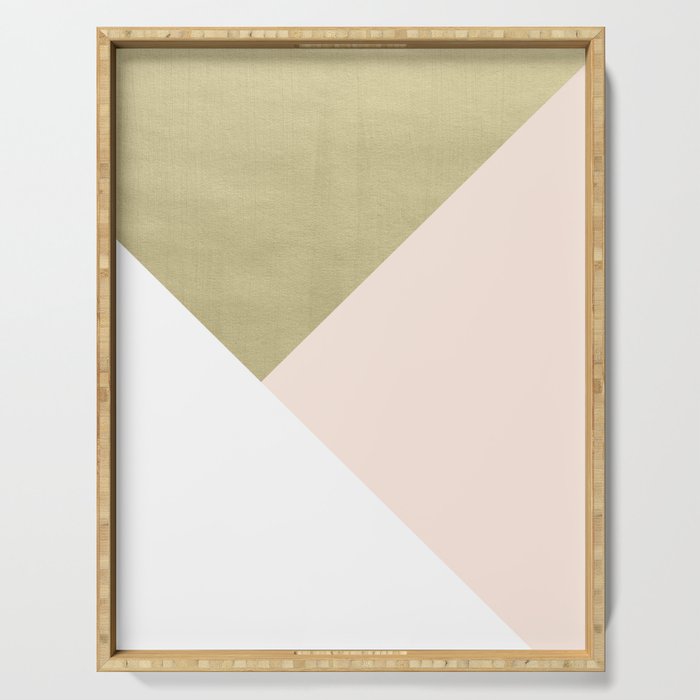 Gold Meets Blush & White Geometric #1 (Faux Foil) #Decor #Art #Homestorie Serving Tray