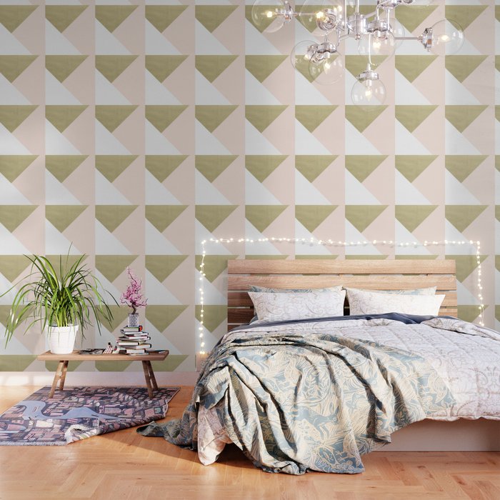 Gold Meets Blush & White Geometric #1 (Faux Foil) #Decor #Art #Homestorie Wallpaper