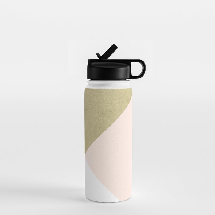 Gold Meets Blush & White Geometric #1 (Faux Foil) #Decor #Art #Homestorie Water Bottle