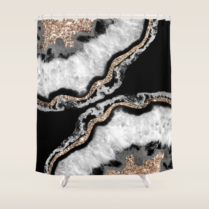 Yin Yang Agate Glitter Glam #8 #Gem #Decor #Art #Homestorie Shower Curtain