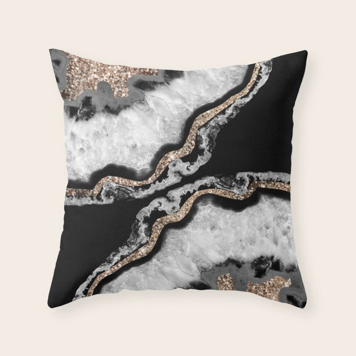 Yin Yang Agate Glitter Glam #8 #Gem #Decor #Art #Homestorie Throw Pillow