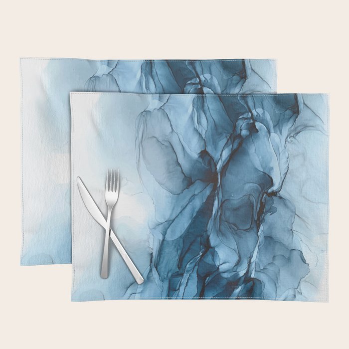 Deep Blue Flowing Water Abstract Painting Placemat