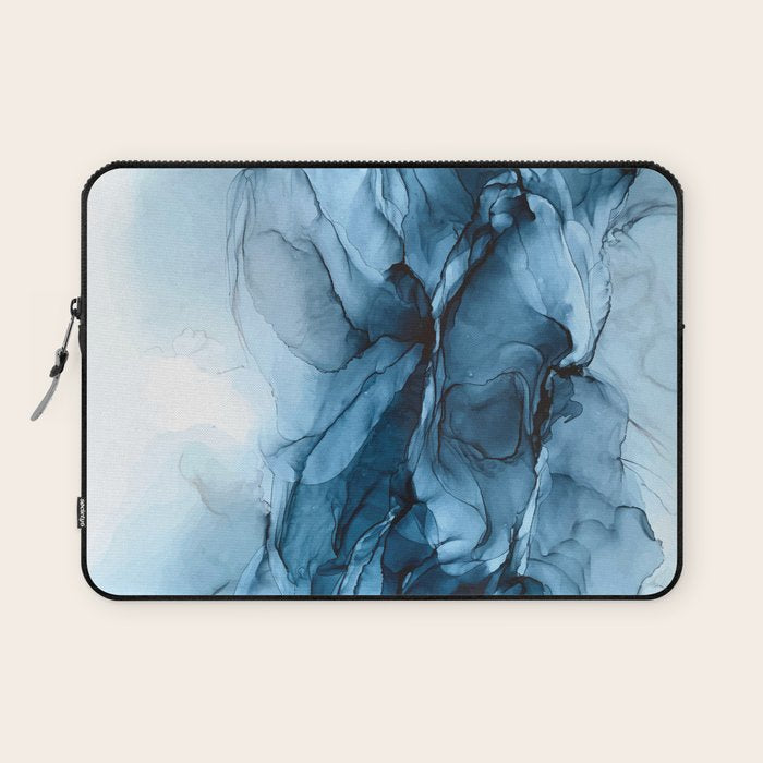 Deep Blue Flowing Water Abstract Painting Laptop Sleeve