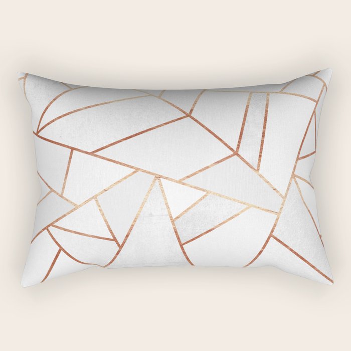 White Stone & Copper Lines Rectangular Pillow