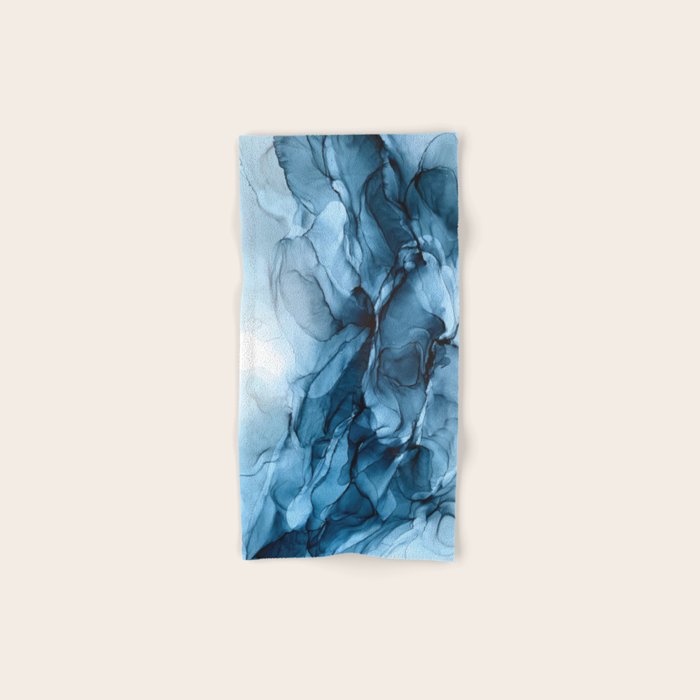 Deep Blue Flowing Water Abstract Painting Bath Towel
