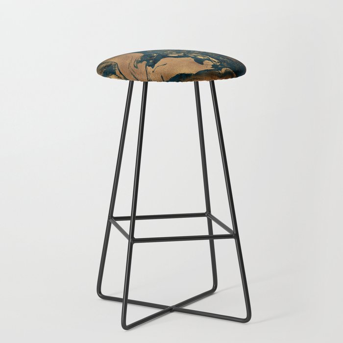 Emerald Indigo And Copper Glamour Marble Stool
