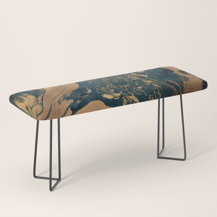 Emerald Indigo And Copper Glamour Marble Bench
