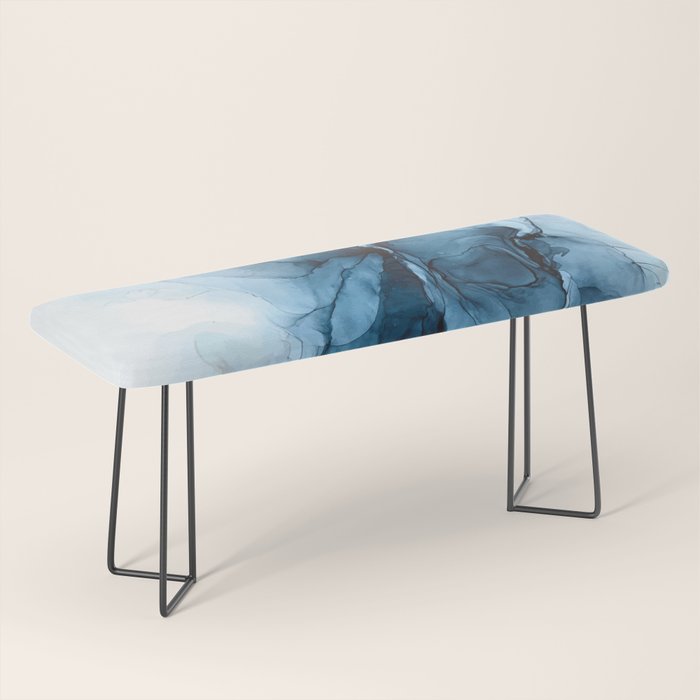 Deep Blue Flowing Water Abstract Painting Bench
