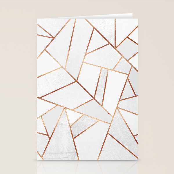 White Stone & Copper Lines Stationery Card