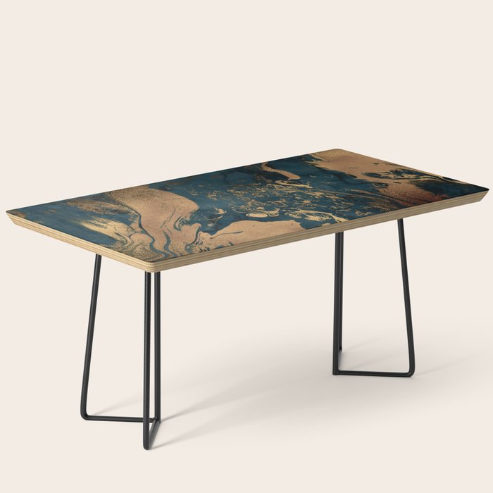 Emerald Indigo And Copper Glamour Marble Coffee Table