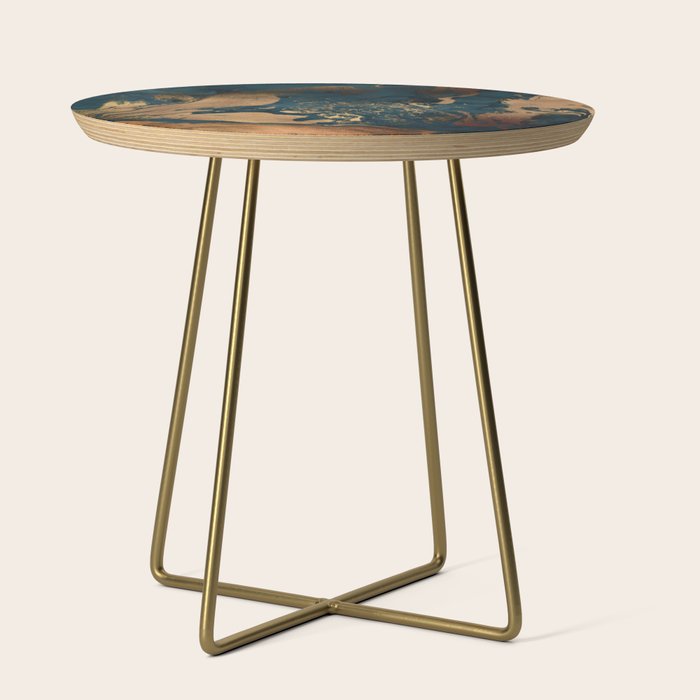 Emerald Indigo And Copper Glamour Marble Side Table