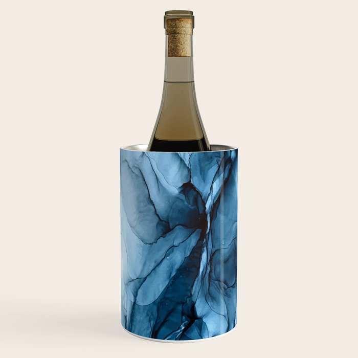 Deep Blue Flowing Water Abstract Painting Wine Chiller