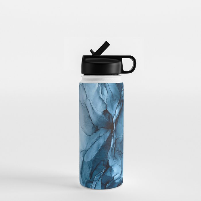 Deep Blue Flowing Water Abstract Painting Water Bottle