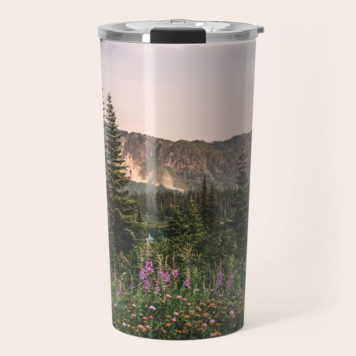 Mount Rainier Wildflower Adventure - National Park Wanderlust Travel Mug