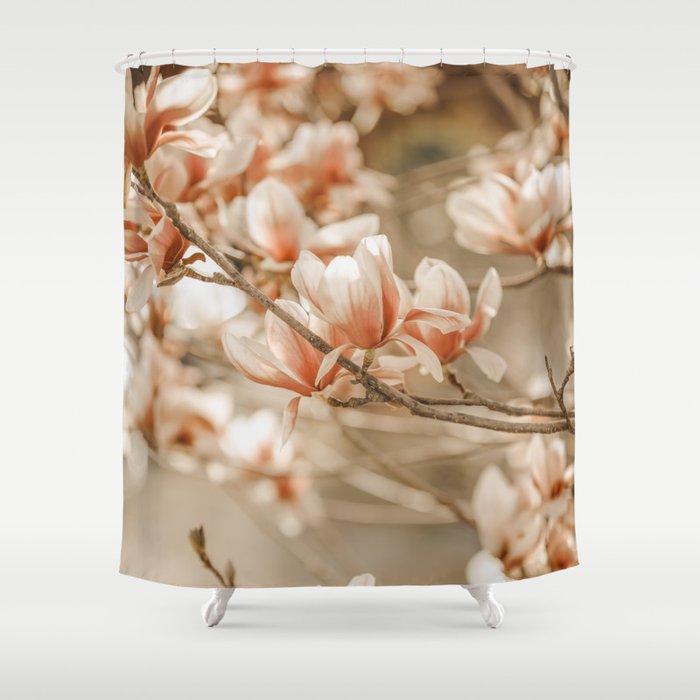 Magnolia Peach Blossom Tree Shower Curtain