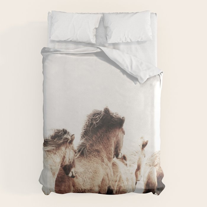 Wild And Free 2 - Horses Of Iceland Duvet Cover
