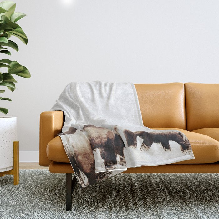 Wild And Free 2 - Horses Of Iceland Throw Blanket
