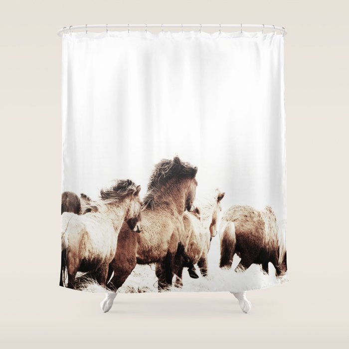 Wild And Free 2 - Horses Of Iceland Shower Curtain