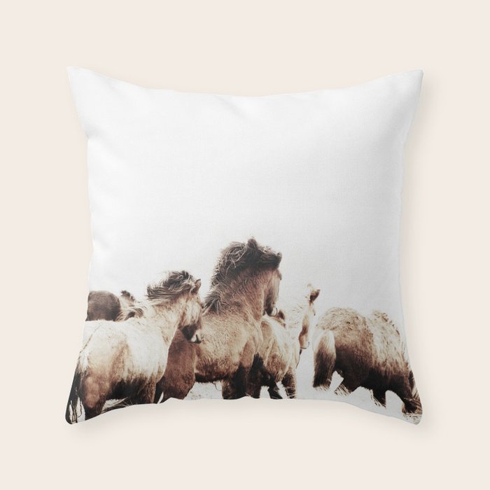 Wild And Free 2 - Horses Of Iceland Throw Pillow