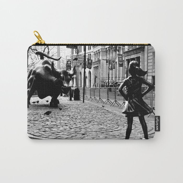 Fearless Girl And The Charging Bull Carry All Pouch