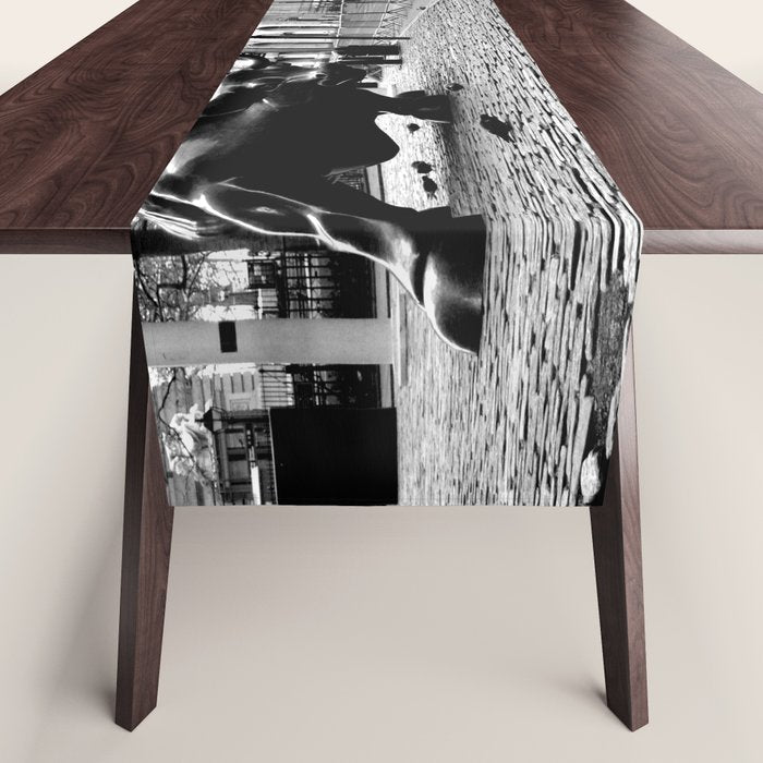 Fearless Girl And The Charging Bull Table Runner