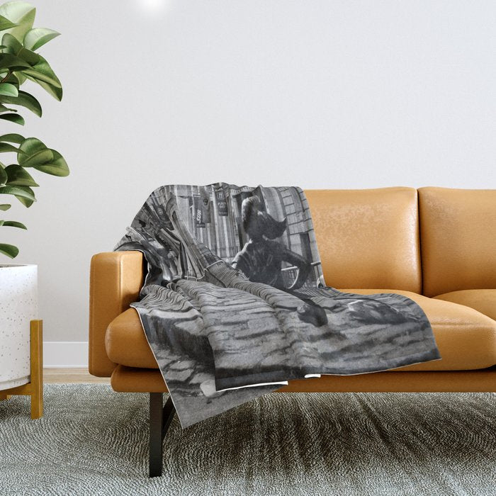 Fearless Girl And The Charging Bull Throw Blanket