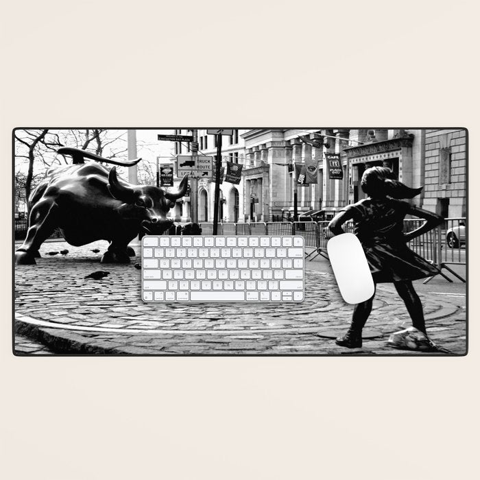 Fearless Girl And The Charging Bull Desk Mat