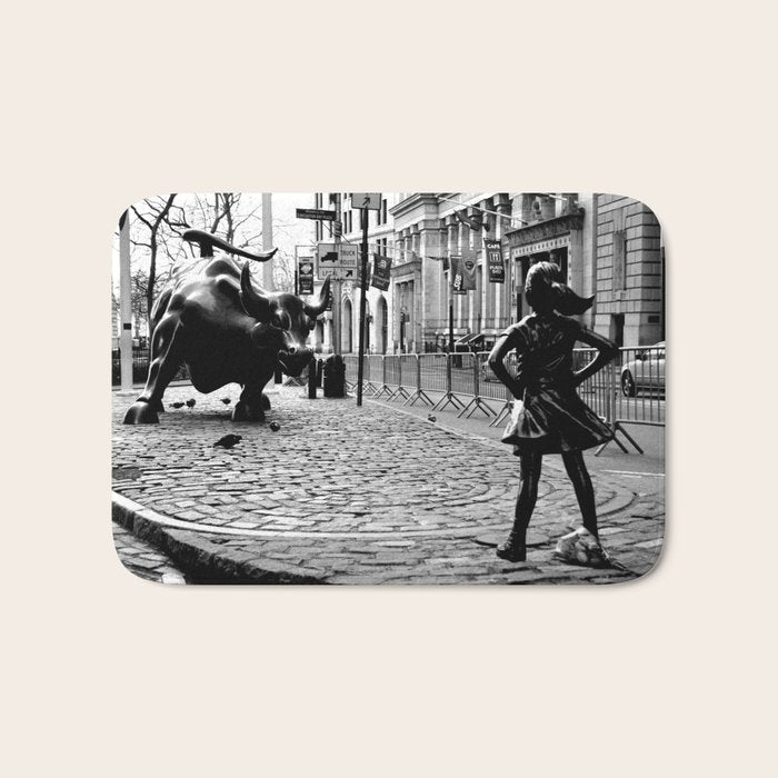 Fearless Girl And The Charging Bull Bath Mat
