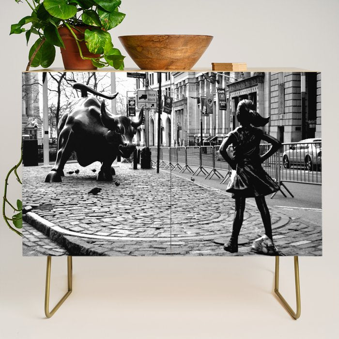 Fearless Girl And The Charging Bull Credenza