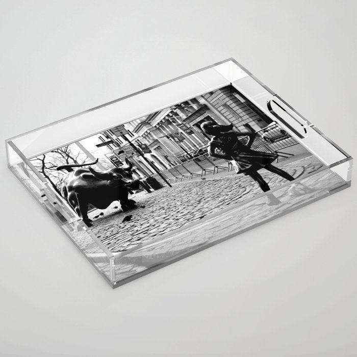 Fearless Girl And The Charging Bull Acrylic Tray