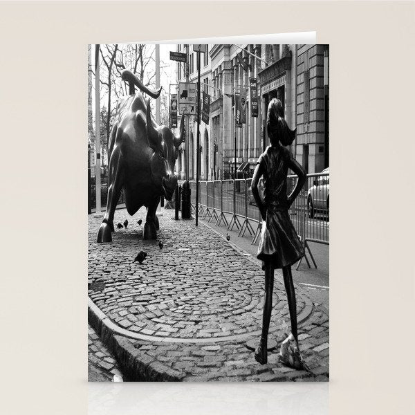 Fearless Girl And The Charging Bull Stationery Card