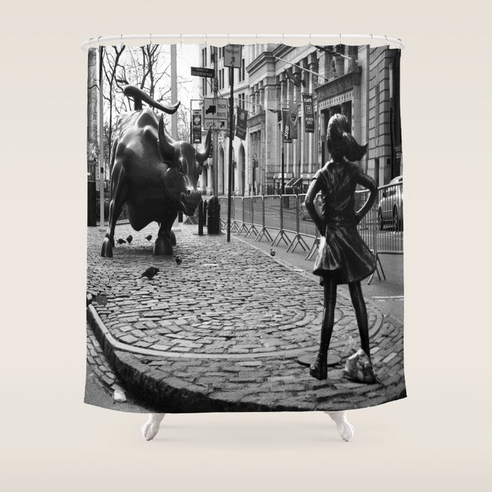 Fearless Girl And The Charging Bull Shower Curtain