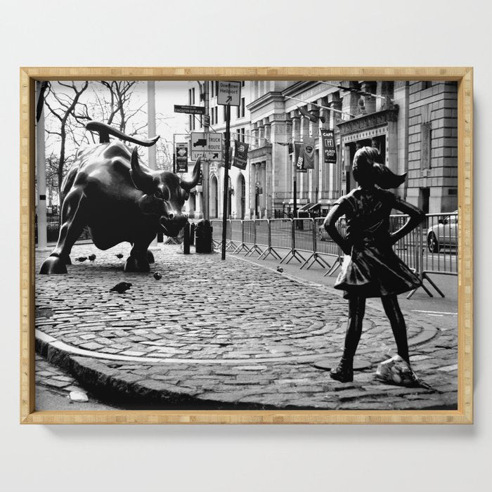 Fearless Girl And The Charging Bull Serving Tray