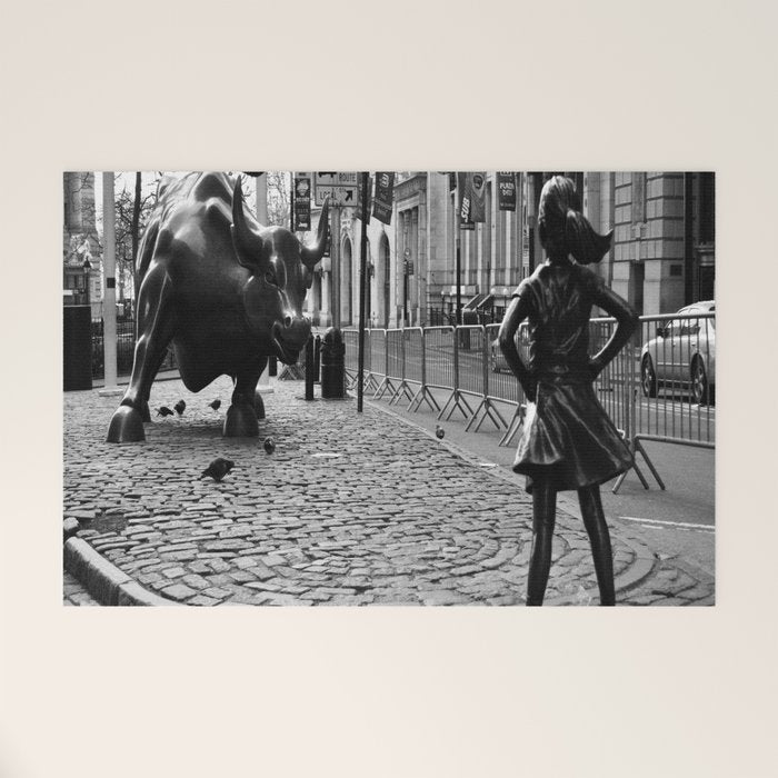Fearless Girl And The Charging Bull Welcome Mat