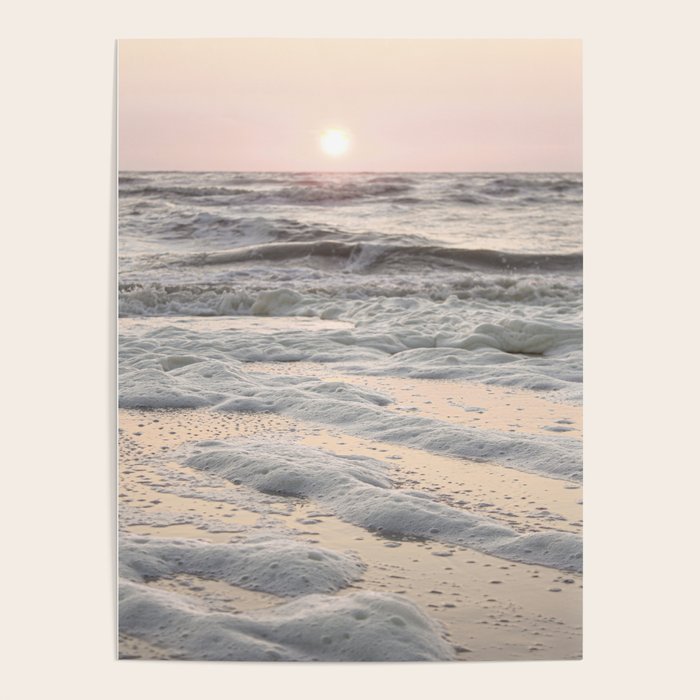 Pastel Tones Ocean In Holland Photo | Dutch Coast Seafoam And Waves Art Print | Travel Photography Poster