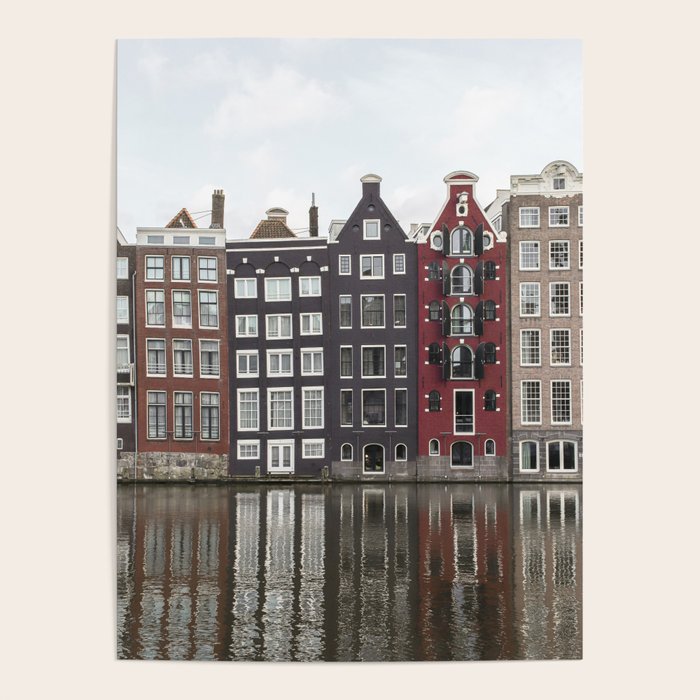 Buildings In Amsterdam City Picture | Dutch Canals Colorful Architecture Art Print | Europe Travel Photography Poster