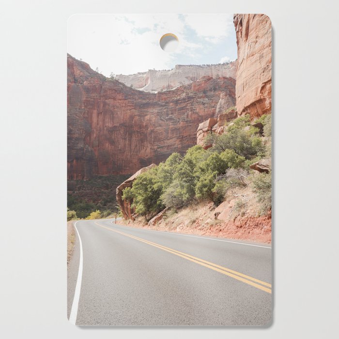 Road Trough Zion National Park Photo | Colors Of Utah Landscape Art Print | Usa Travel Photography Cutting Board