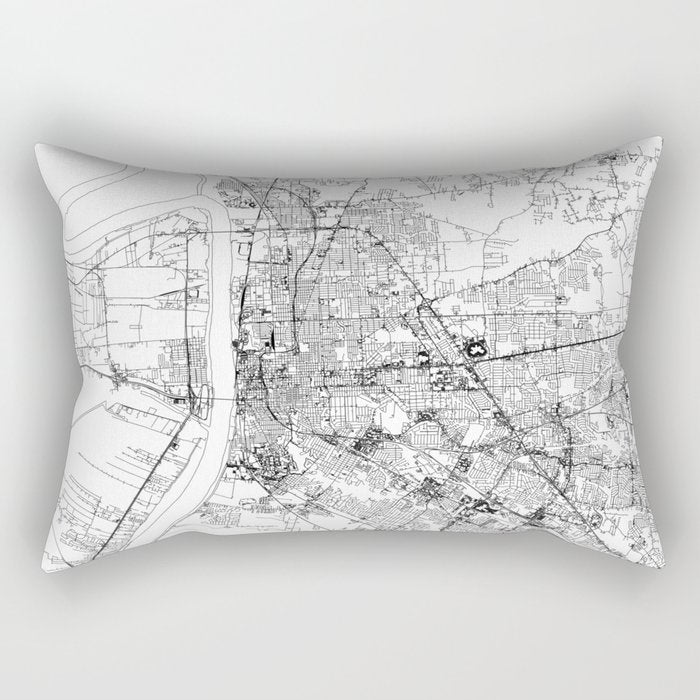 Baton Rouge White Map Rectangular Pillow
