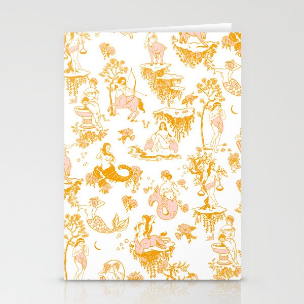 Gold Zodiac Toile Pattern Stationery Card