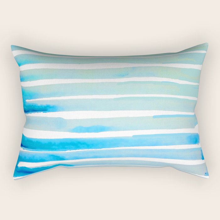 New Year Blue Water Lines Rectangular Pillow