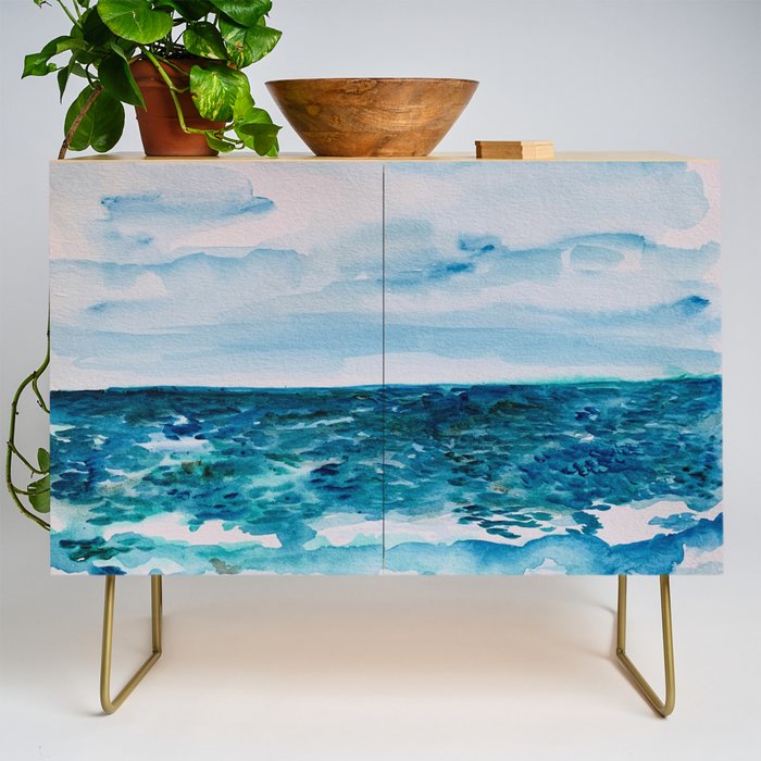 Cabo Beach Mexico Watercolor #1 Credenza