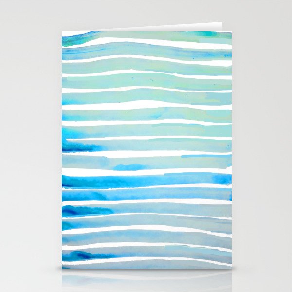New Year Blue Water Lines Stationery Card