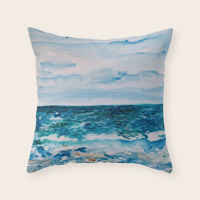 Cabo Beach Mexico Watercolor #1 Throw Pillow