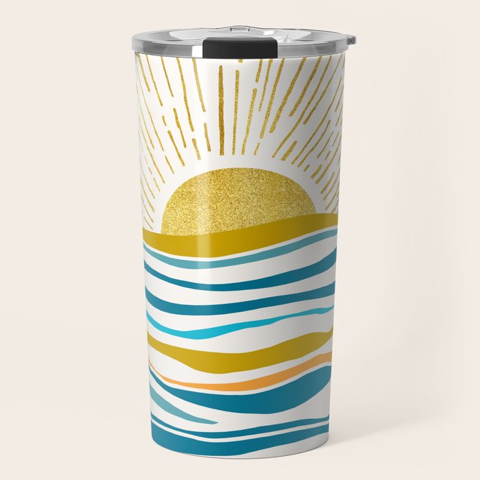 Sunrise At Sea Abstract Landscape Travel Mug