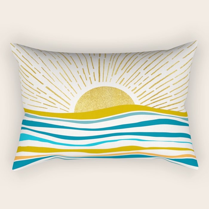 Sunrise At Sea Abstract Landscape Rectangular Pillow