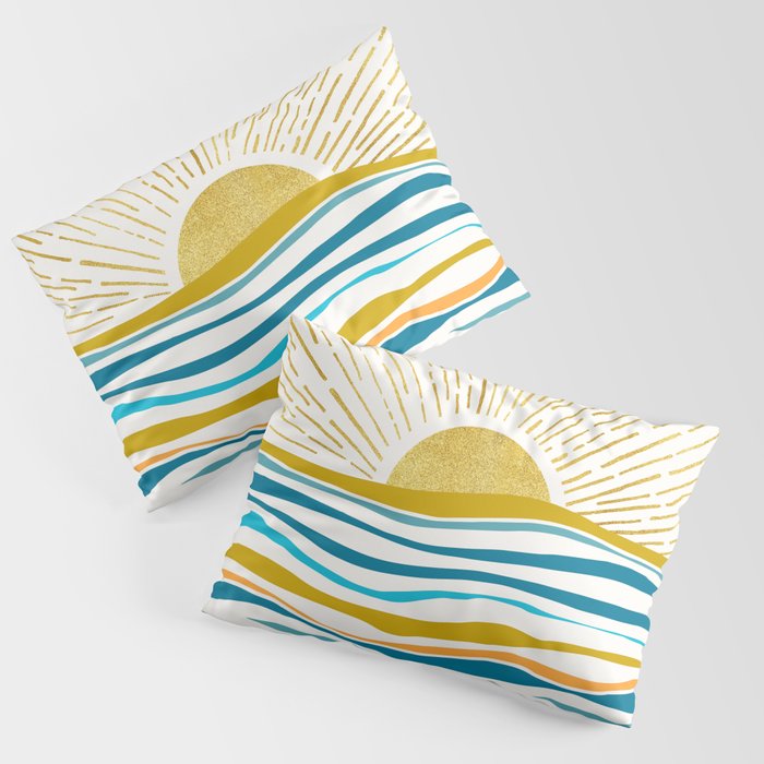 Sunrise At Sea Abstract Landscape Pillow Sham