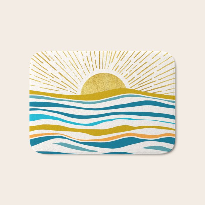 Sunrise At Sea Abstract Landscape Bath Mat