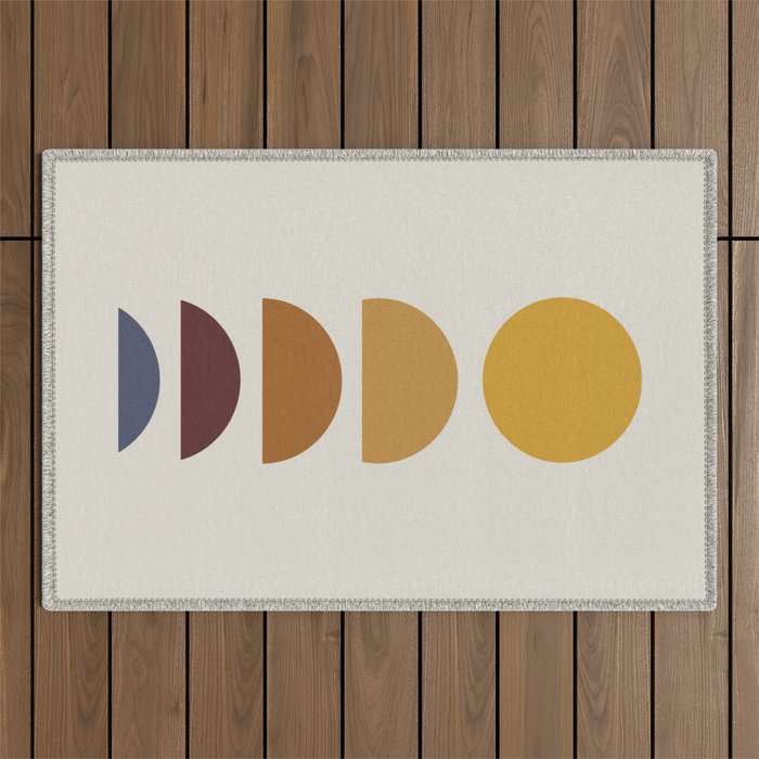 Minimal Sunrise Sunset Shapes Outdoor Rug